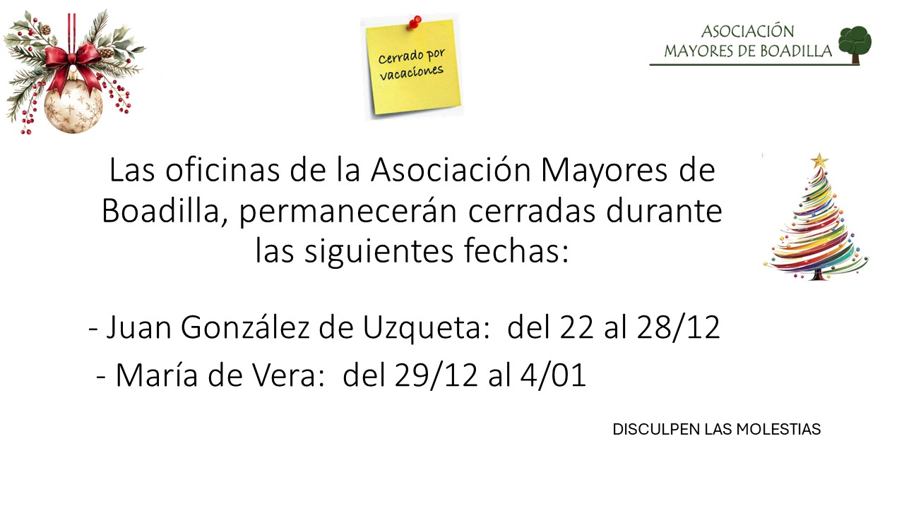 CIERRE OFICINAS DURANTE LAS NAVIDADES